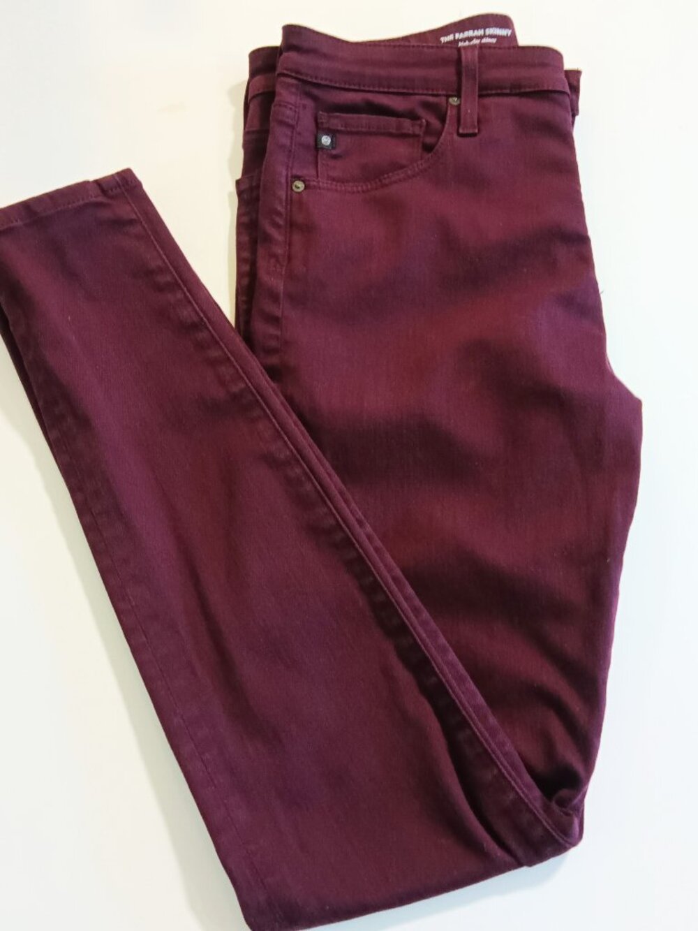 AG Adriano Goldschmied Farrah High Rise Skinny Jean in Classic Burgundy 30R